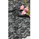 55 Inch Nylon Spandex Width Black Color Elegant Design Stretch Floral Corded Elastic Lace Fabric With Scallop For Fashion Women Clothing