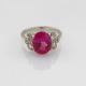 White Gold Plated Sterling Silver 8mmx10mm Pink Cubic Zircon Ring(R281)