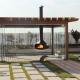 Black Wood Burning Outdoor Heating Steel Fire Pit Suspended Hanging Fireplace
