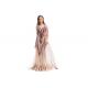 High End Custom Tulle Fabric Ladies Evening Dresses Sweep Train Type With Cloak
