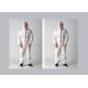 Hooded White Disposable Coveralls , Disposable Dust Suits With Shoe Cover