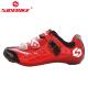 Red Lock Pedal Road Bike Cycling Shoes Red And Black Color Slip Resistance