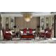 New Classical French Sofa in Glossy Solid Wood frame with Leather upholstered 1+2+3 Living Room Furniture Factory direct