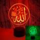 Foreign trade new Allah 3D night light custom OEM logo sign production Creative colorful 3D small table lamp