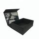 Luxury Folding Magnetic Cover Cardboard Black Phone Packaging Box with Soft Pvc Plastic Window