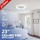 220v Dc Motor Led Light Ceiling Fan Remote Control Acrylic Blade For Bedroom