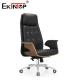 Black Office Leather Chair With PP Armrest And Wheels