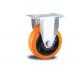 medium duty 3 rigid orange color PU caster double ball bearing , Rueda,