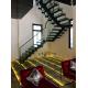 Single straight steel stringer staircase VK01S Spiral Staircase   Tread:  glass  Handrail: Carbon Steel Stringer: Carbon