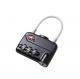 Cable zinc alloy TSA travel lock& Fashion Design black Tsa Luggage Lock& 80g Tsa Bag Number Lock