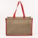 Eco 100% Reusable Shopping Storage Red Handle Jute Tote Bags