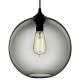 Modern Amber Round Pendant Light , Grey Hand Blown Solitaire Single Pendant