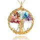 Golden Meditation Life Tree Chakra Healing Crystal Necklace Jewellery