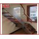 Double Steel Plate Staircase VK21S Railing tempered glass, Handrail b eech Stringer,carbon s