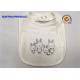 Rabbit Screen Print White Cotton Baby Bibs Single Layer Ring Snap For Closure