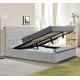 Plywood Chenille Ottoman Double Bed Frame With Storage Sleigh Shape Full Size