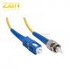 ST to SC Simplex Singlemode 9 / 125 μm Fiber Optic Patch Cord in Yellow PVC Jacket