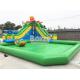 Green Castle Theme Waterproof Inflatable Pool With Octopus Slide On Ground