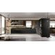 L Shaped Black Modern Kitchen Cabinet Customized PET Kitchen System