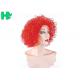 Kinky Curly Red Color Clown Synthetic Cosplay Wigs Explosive Head Style For Football Fans