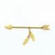 Gold plated arrow industrial piercing bars with feather dangle
