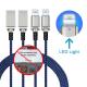 Blue Data Micro USB LED Charging Cable Colorful Braided 1m 2m Fast Charging