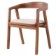 Modern Solid Wood Chairs Dining Furniture With Leather Seater And Armrest