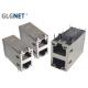 Light Pipe 10G RJ45 Connector 2 Ports Stacked 5 Channels PHY ISO9001 Approval