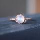 Rose Gold Plated 925 Sterling Silver Rainbow Faceted Moonstone Jewelry Pear Cut Halo Moonstone & CZ Engagement Ring