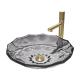 Modern Ball Shaped Glass Wash Basin Light Gray Color Vessel Sinks Pop Up Drain