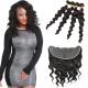 8A Double Weft Indian Human Hair Bundles Loose Wave With Lace Frontal
