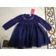 Fashion navy Children's Winter Clothes Embroidery Pattern Girls Sweater Dress