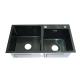 Modern Standard Black Composite Stainless Steel Sink Two Bowl