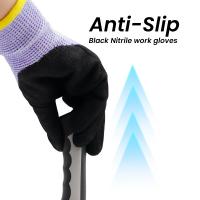 Logo Custom A6 Cut Resistant Gloves With Sandy Nitrile Coating / Touchscreen Compatibility