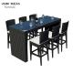 Hotel Restaurant Furniture Outdoor Bistro Bar Table And Chairs PE Rattan Rectangle Shape