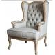 European Rustic Wooden Leisure Chair For Bedroom , Antique Upholstered Armchairs
