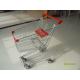 Red Supermarket Shopping Trolley , Metal Four Wheel Shopping Trolley Cart