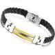 Tagor Stainless Steel Jewelry Super Fashion Silicone Leather Bracelet Bangle TYSR056