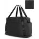 Black Foldable Dry Wet Travel Bag Lightweight Carry On Tote With Shoulder Strap