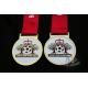 Football And Crown Logo Zinc Alloy Material Custom Award Medals Soft Enamel With One Color Printed Ribbon