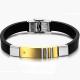 Tagor Stainless Steel Jewelry Super Fashion Silicone Leather Bracelet Bangle TYSR100