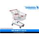 Supermarket Shopping Trolley On PU Wheels , Strong Store Shopping Cart Four Wheel