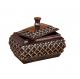 Treasure Chest Purplish Red  Resin Trinket Box Carved Floral Motifs On Top