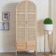 Wooden Wardrobe Closet Modern Rattan Clothes Storage Cabinet 2 Door Solid Wood 75*58*201cm