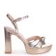 Gold Crinkle Platform Heel Shoes Ultra Soft Metallic Leather For Women