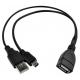 USB 2.0 A Female to Mini B male OTG Cable with A male power splitter cable