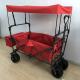 PVC Fabric Large Collapsible Wagon Utility Portable Beach Wagon With Cover Red