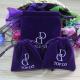 Purple Fabric Personalized Jewelry Pouches , tiny Reusable Drawstring Bags