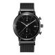 All black mesh strap japan miyota stainless steel chronograph watch