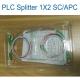 Telecom PLC Fiber Optic Splitter Mini Steel Tube 1x2 1x16 SC UPC/APC Bare Fiber